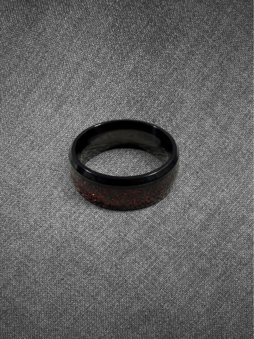 Black Celtic Knot Red Glitter Inlay Ring